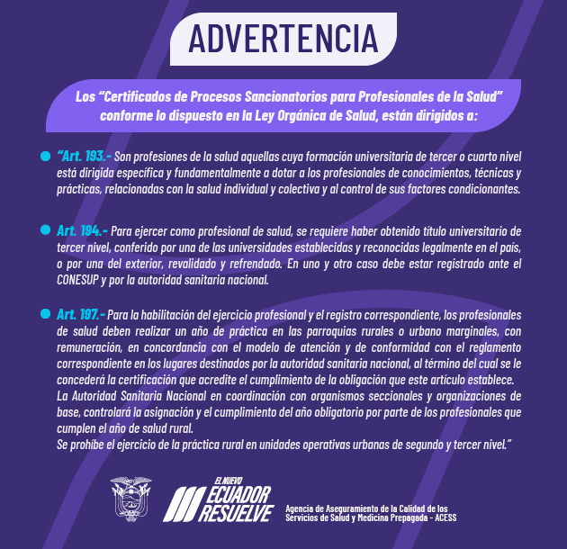 CERTIFICADOS DE NO SANCION